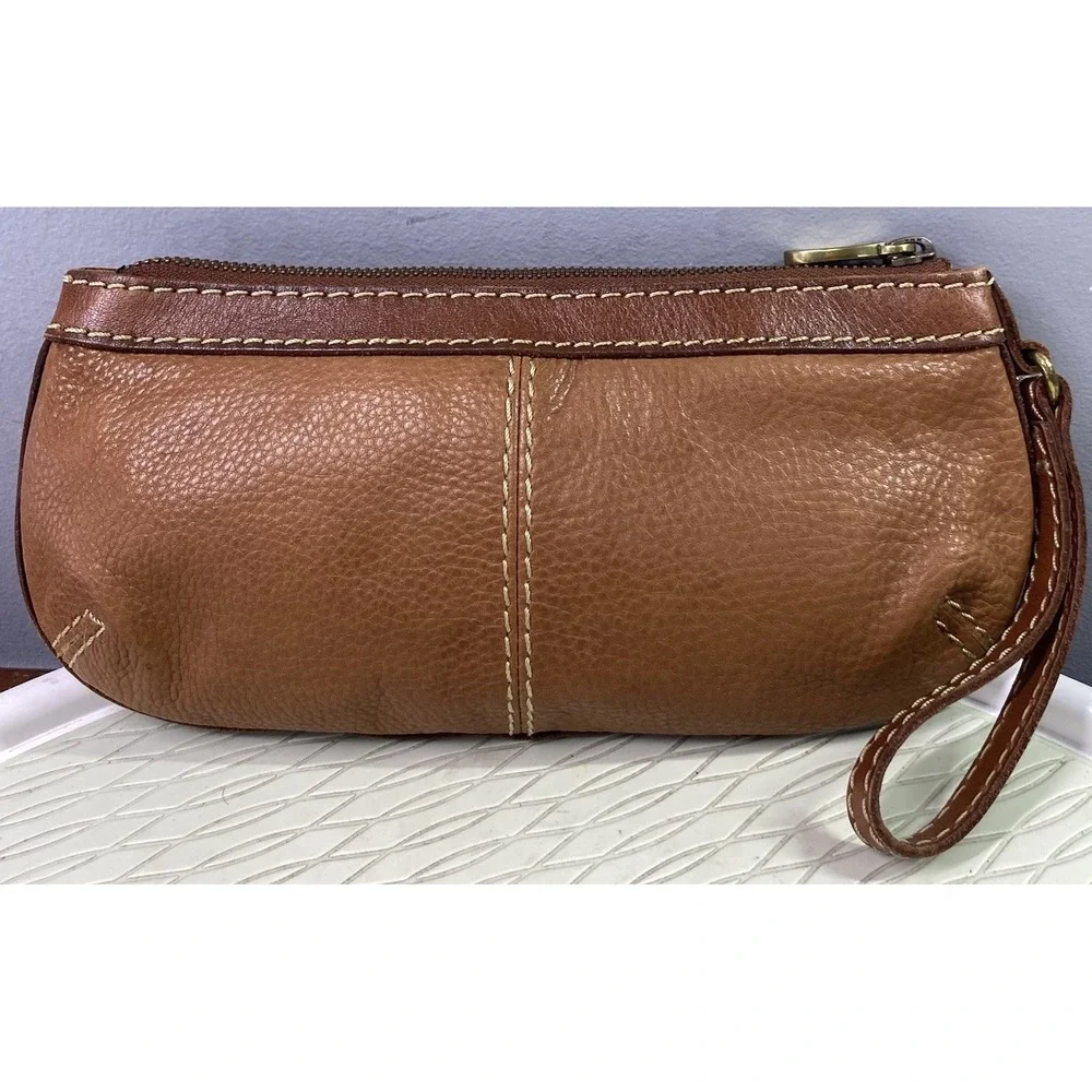 Fossil Vintage Women's Brown Patchwork Leather Wristlet/Wallet/Clutch 5x9.5x.75